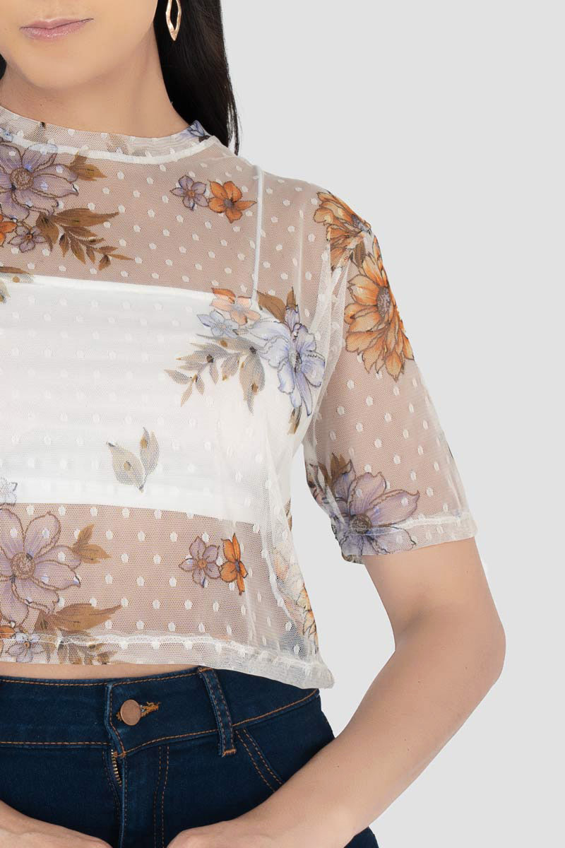 Blusa mesh floral con top