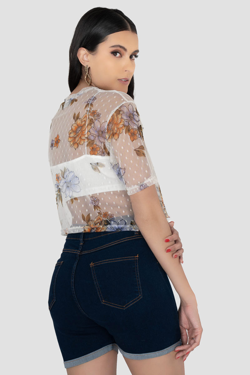 Blusa mesh floral con top