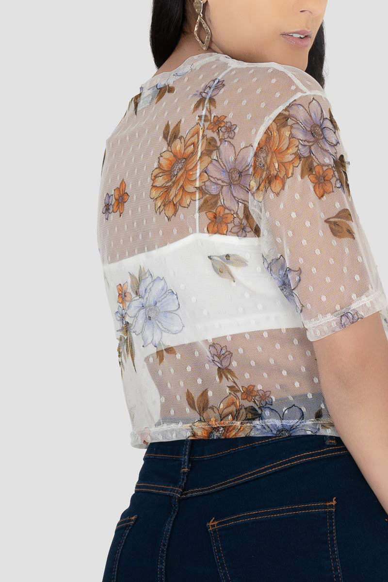 Blusa mesh floral con top
