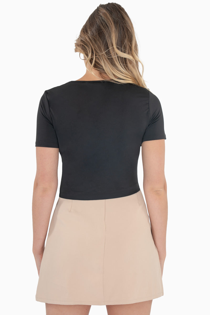 Blusa manga corto con plisado