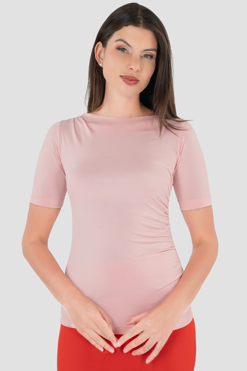 Blusa manga corta con plisado