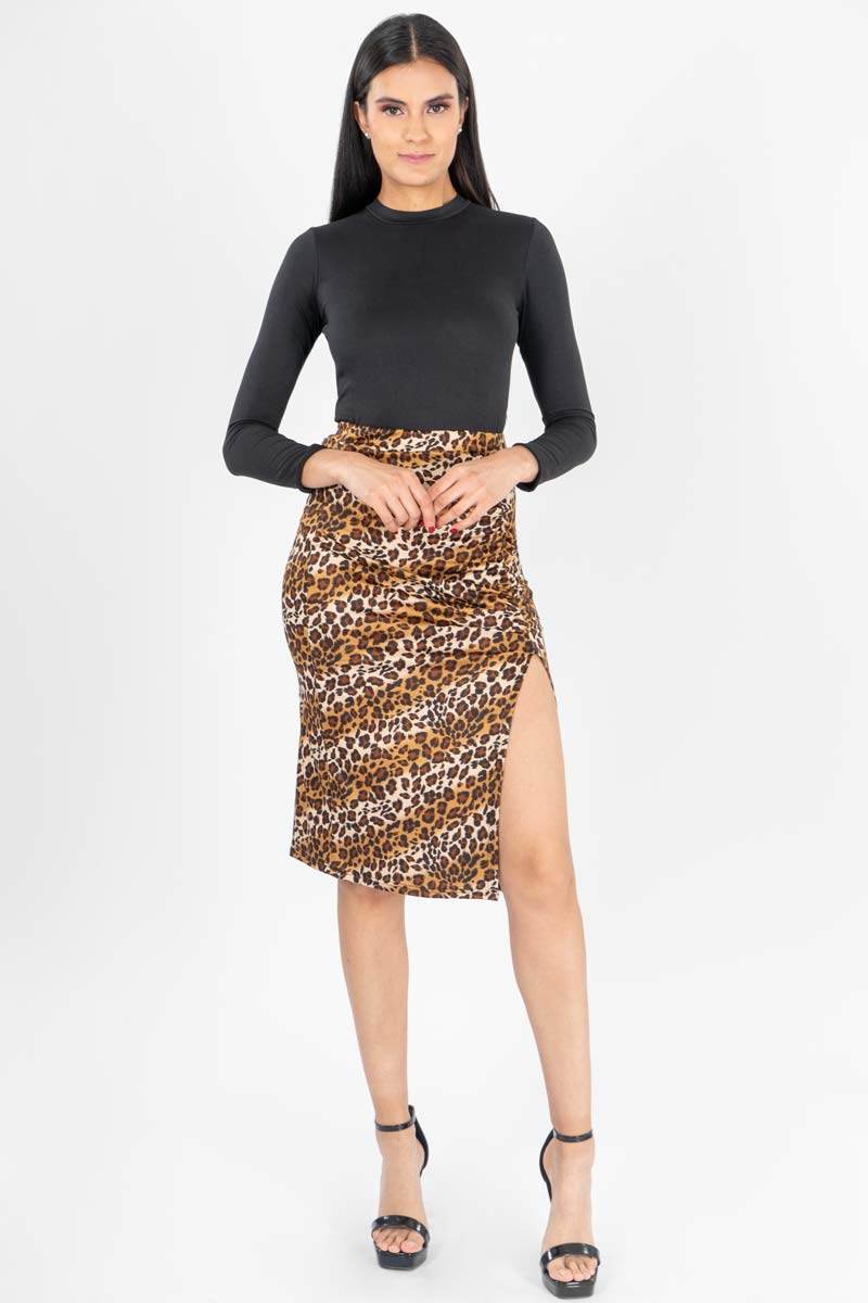 Falda animal print con abertura - Santory Ropa  (7467150049347)