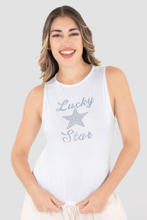 Playera sin manga con estampado