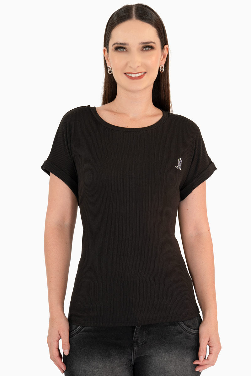 Playera con estampado de bota y manga corta