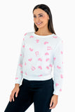Sudadera con estampado de corazones cuello redondo