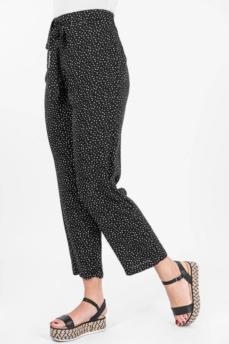 Pantalón con cinto estampado de puntos - Santory Ropa  (7001611403331)
