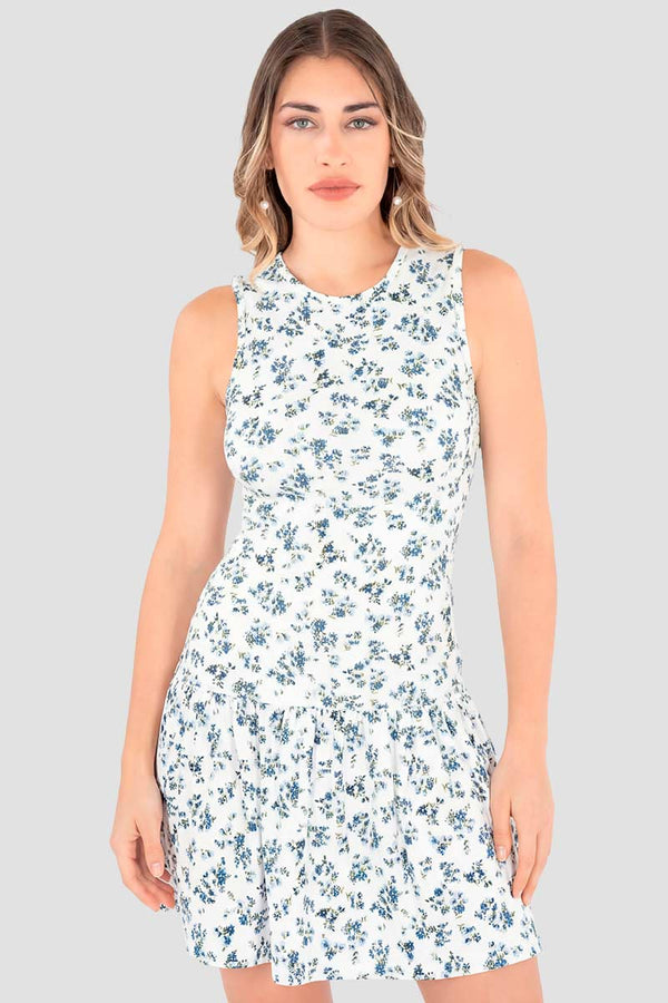 Vestido floral con olán en ruedo