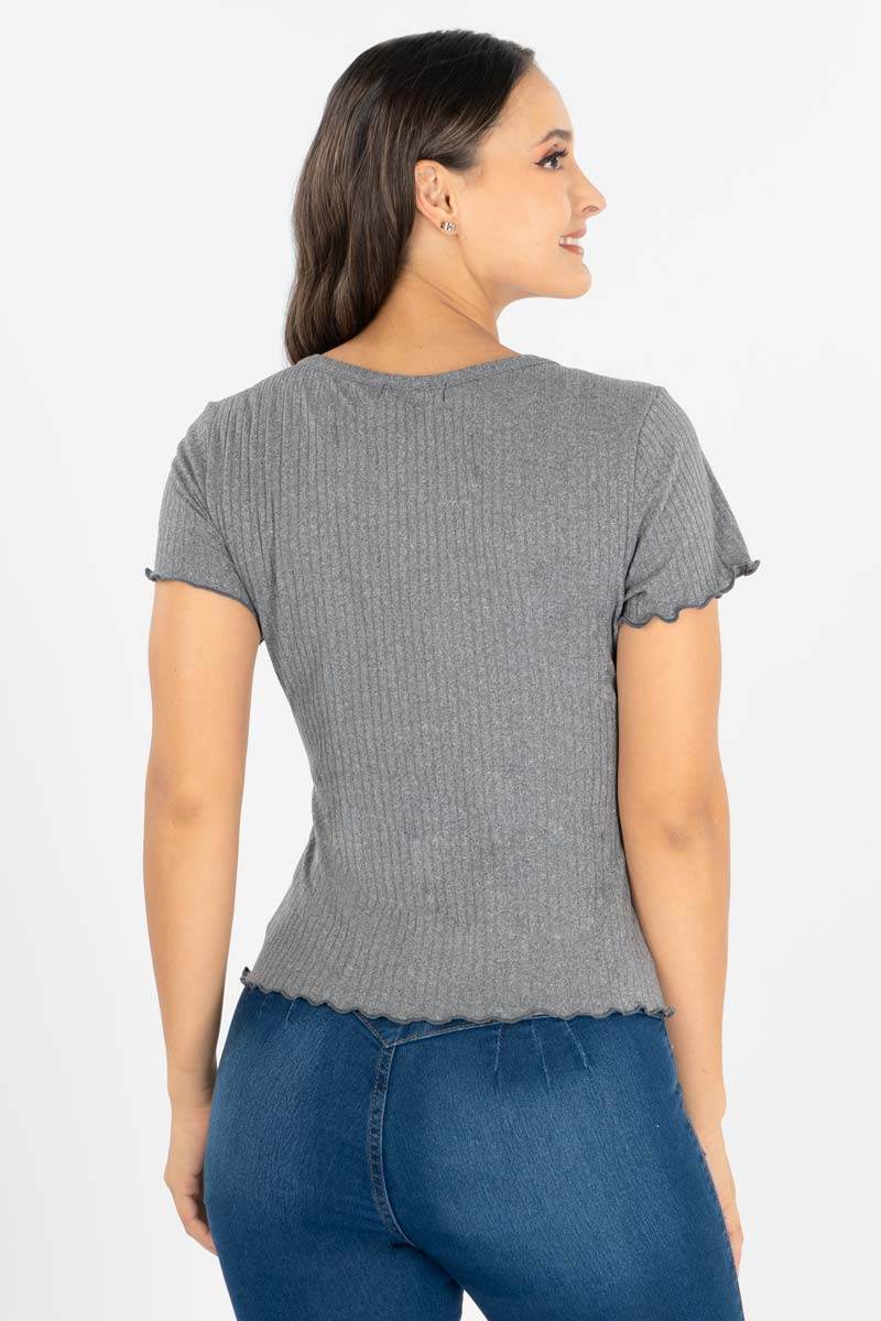 Playera estampada con festón - Santory Ropa  (7307412799555)