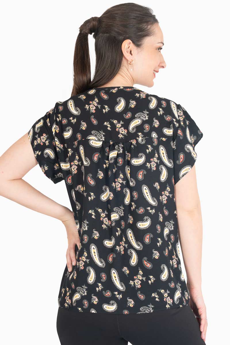 Blusa estampada manga corta cruzada