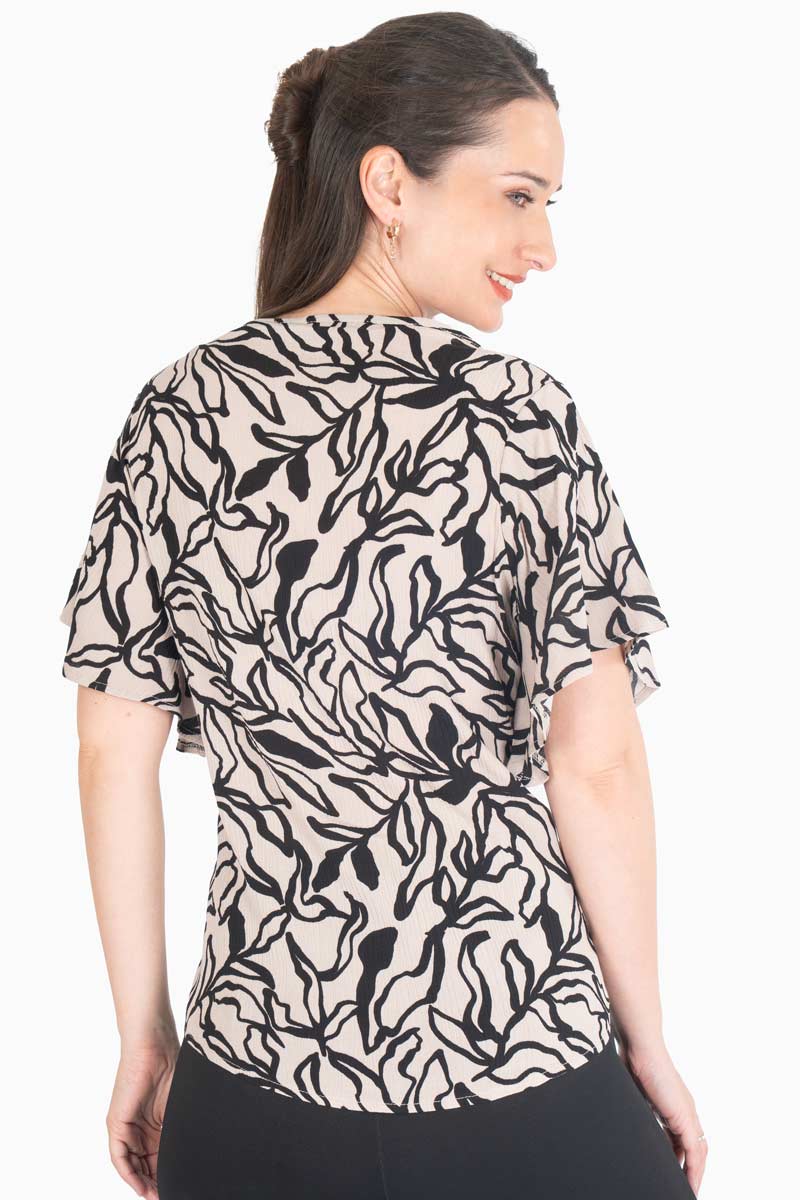 Blusa manga mariposa con amarre en escote