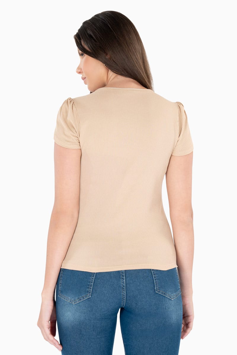 Blusa manga tulipán escote redondo
