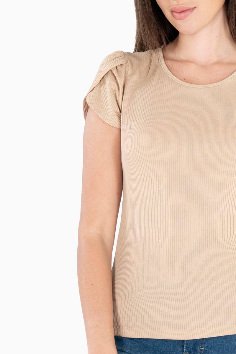 Blusa manga tulipán escote redondo