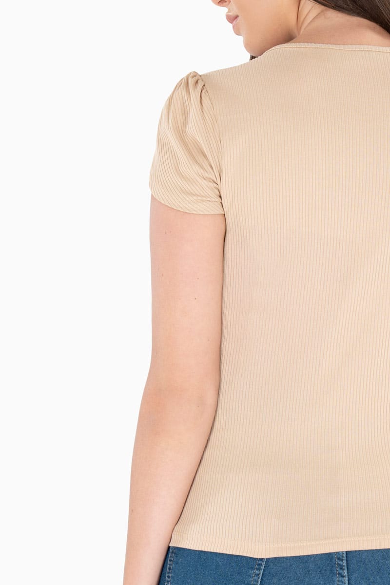 Blusa manga tulipán escote redondo