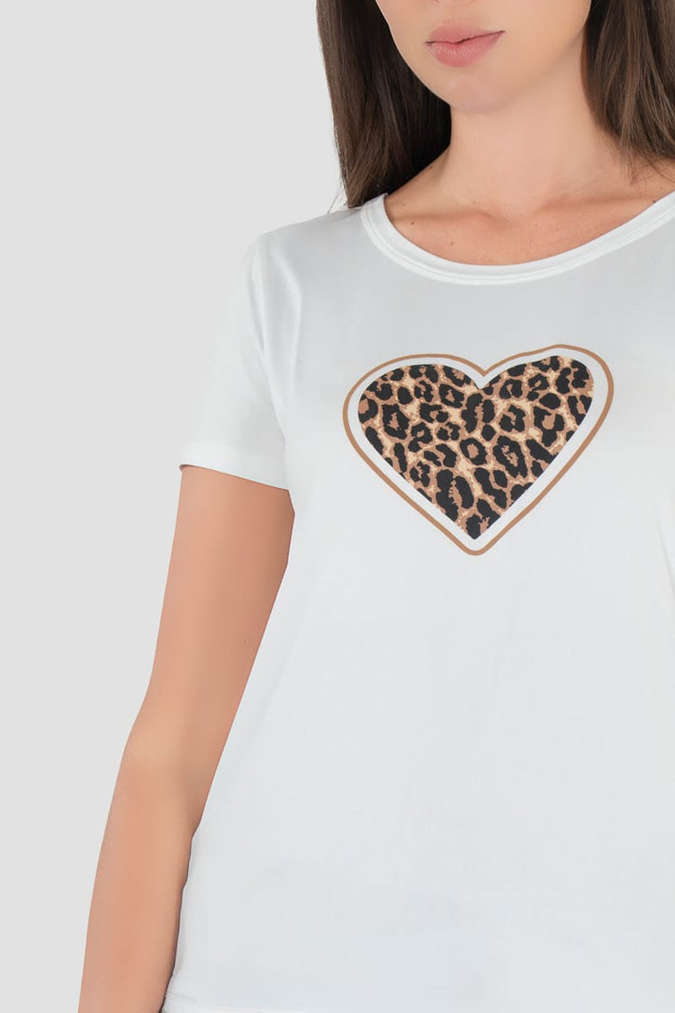 Playera corazón animal print