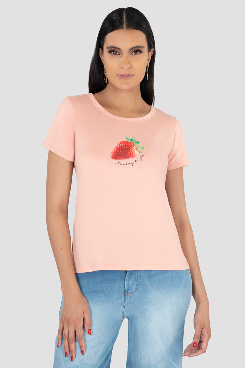 Playera estampada manga corta