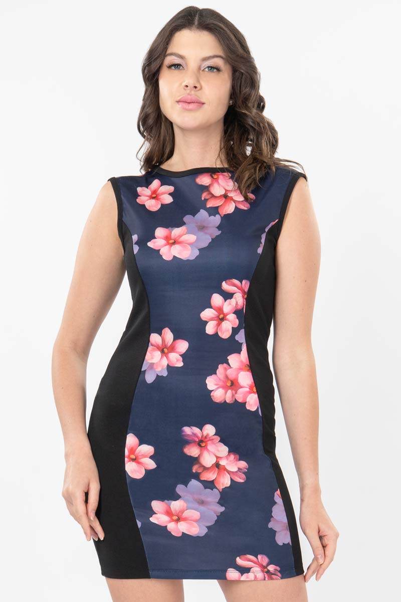 Vestido floral cuello redondo - Santory Ropa  (7378328944707)