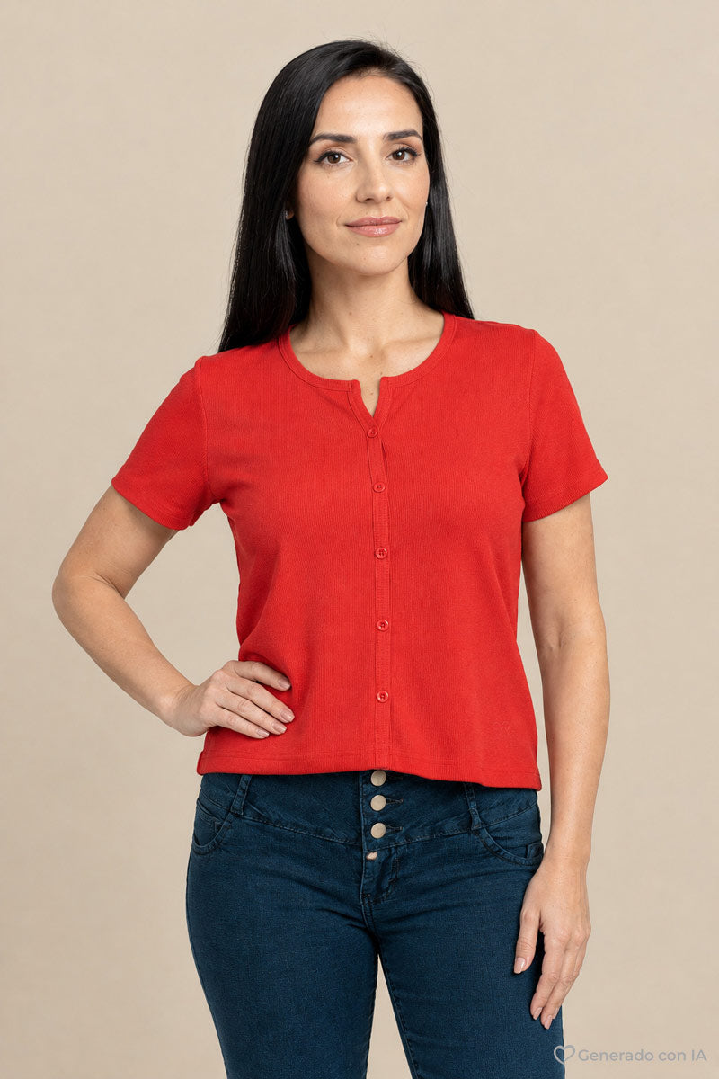 Playera manga corta con botones