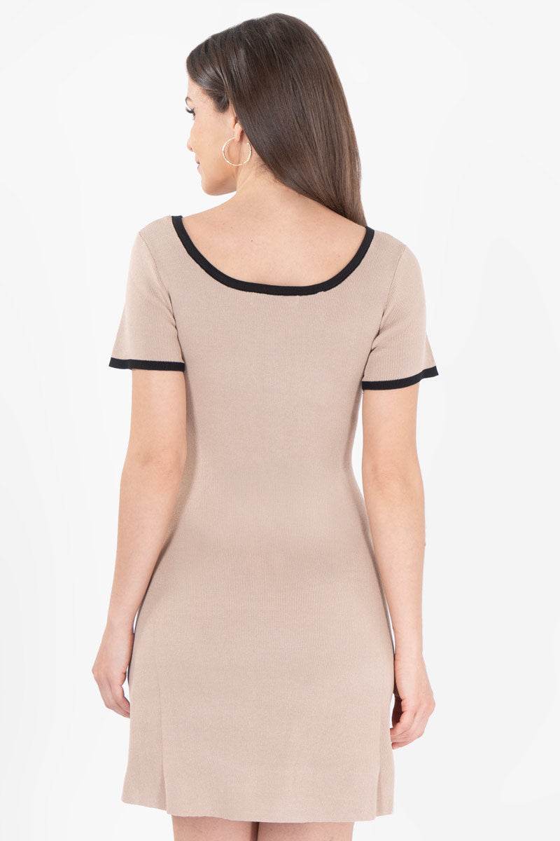 Vestido tejido manga corta con contraste - Santory Ropa  (7442219728963)