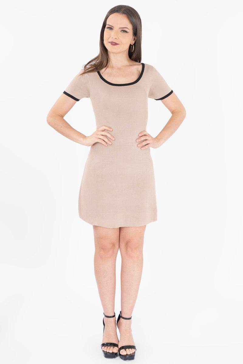 Vestido tejido manga corta con contraste - Santory Ropa  (7442219728963)