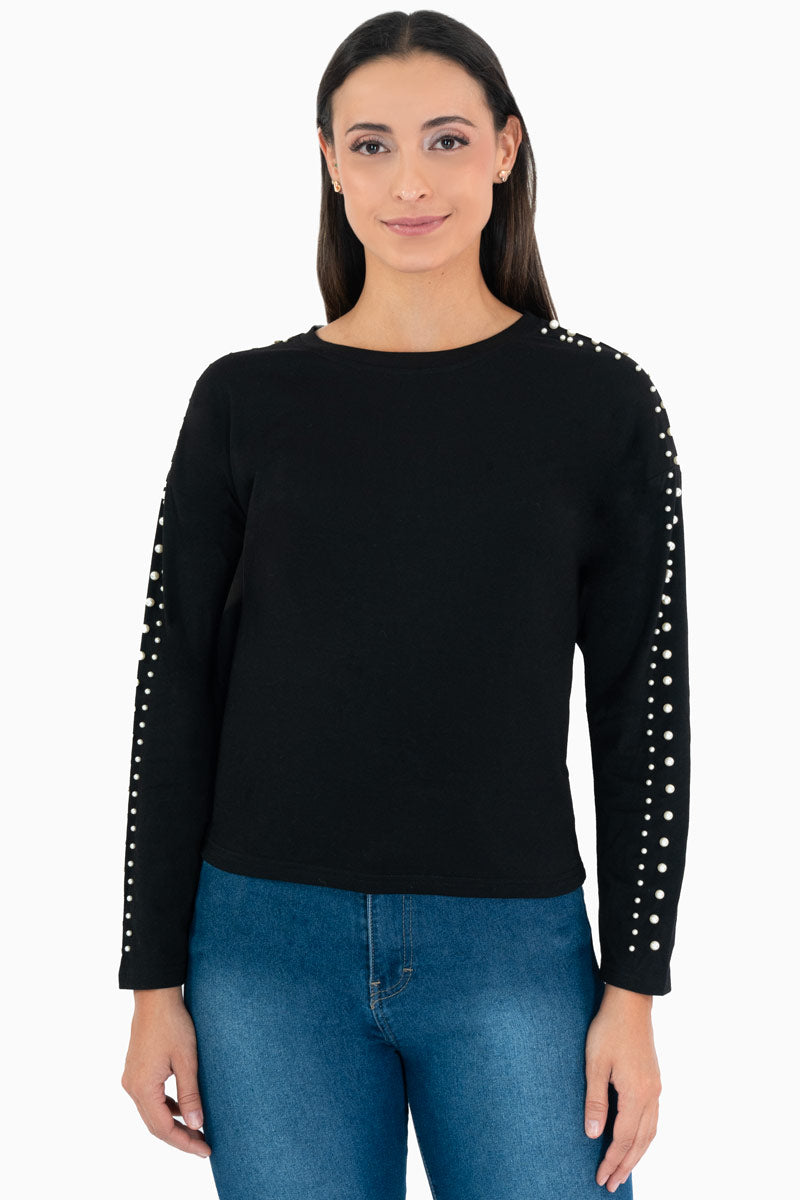 Playera manga larga con piedritas