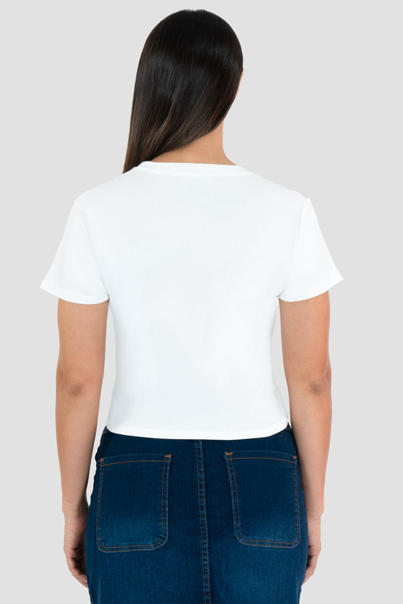 Playera manga corta con estampado "LOVE"