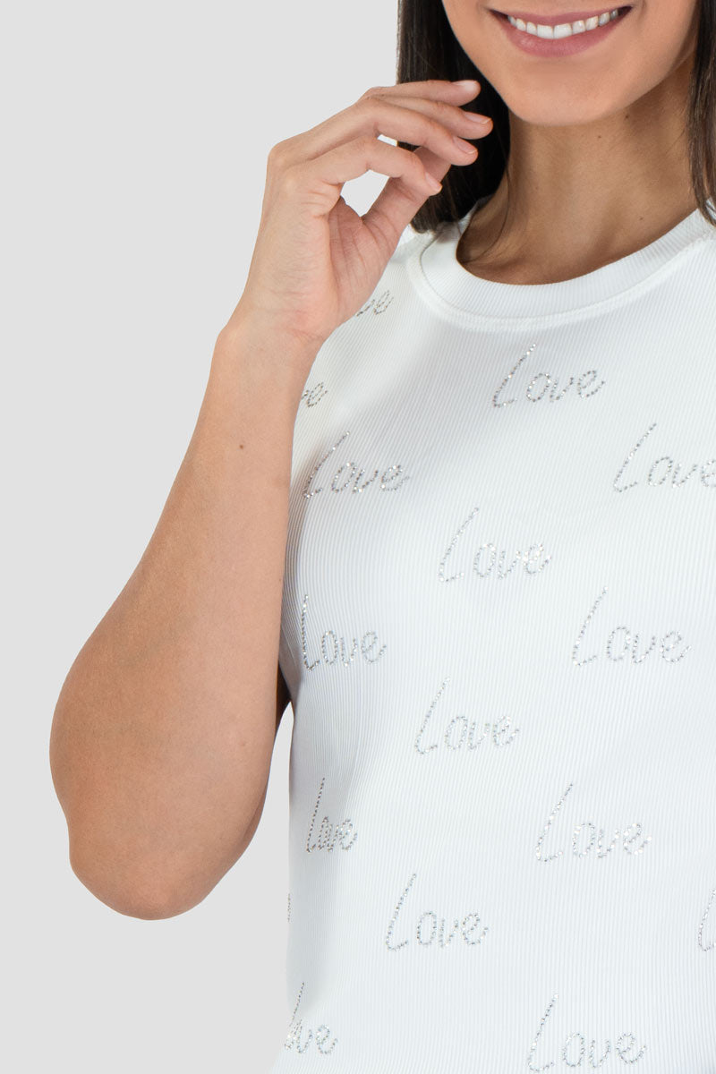 Playera manga corta con estampado "LOVE"
