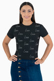 Playera manga corta con estampado "LOVE"