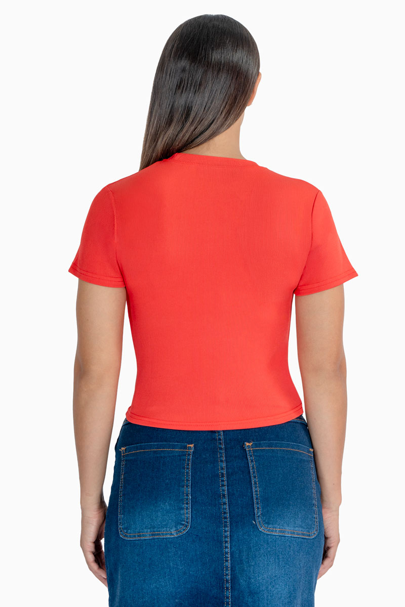 Playera manga corta con estampado de moños