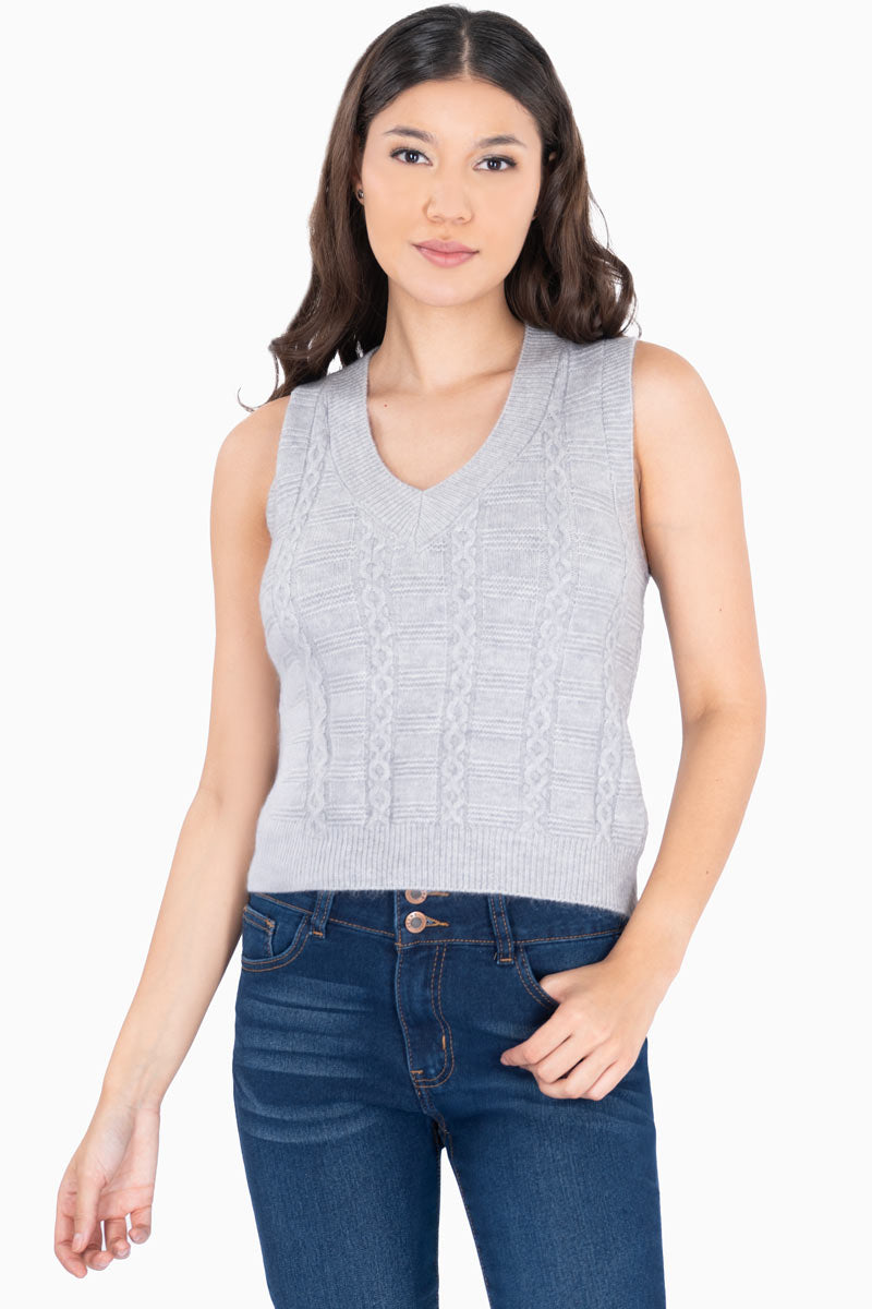 Chaleco con tejido trenzado ligero