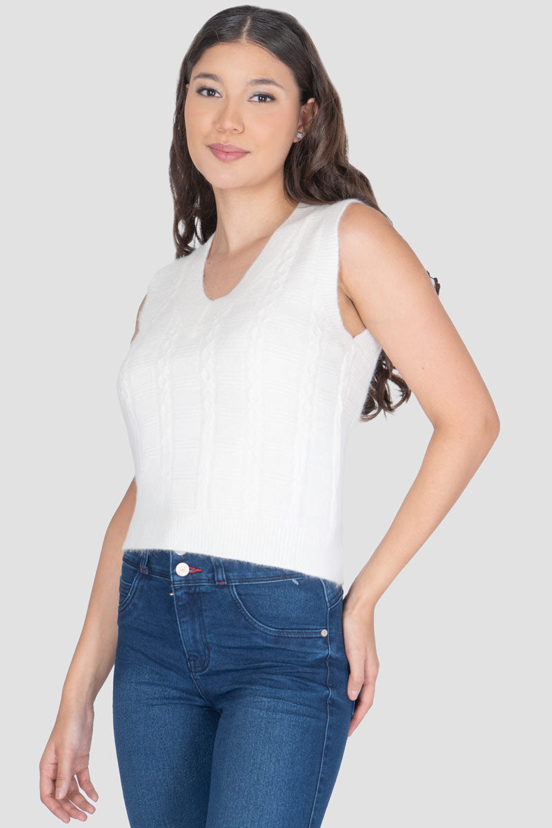 Chaleco con tejido trenzado ligero