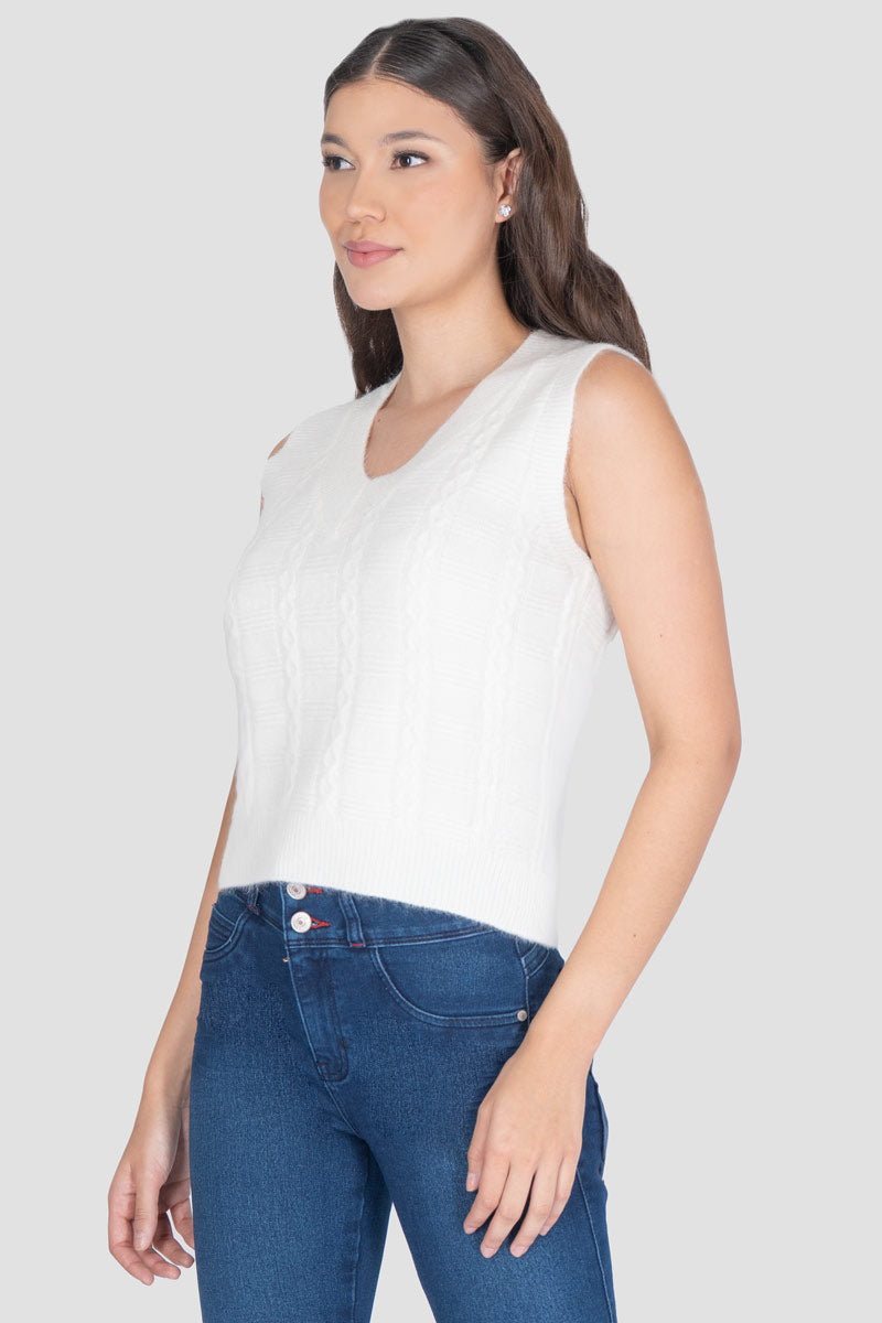 Chaleco con tejido trenzado ligero
