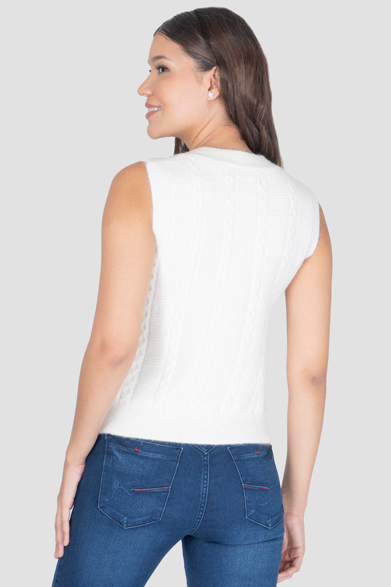 Chaleco con tejido trenzado ligero