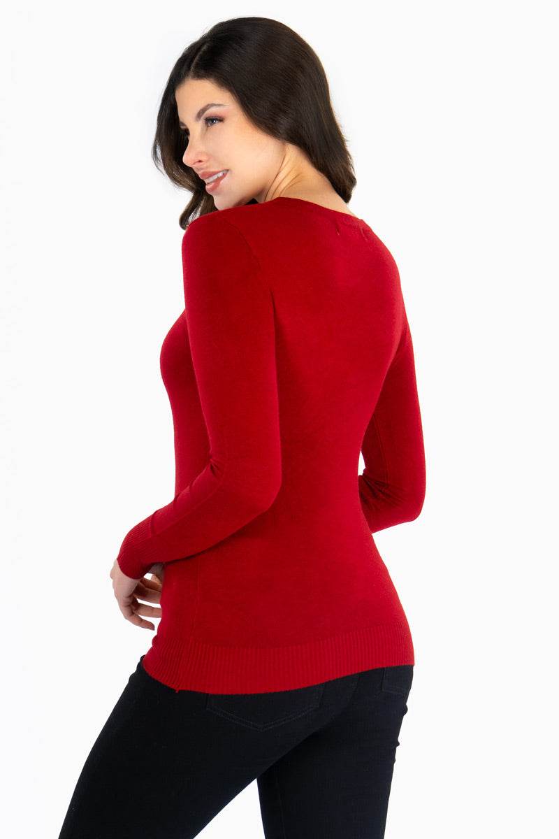 Suéter con abertura en cuello - Santory Ropa  (7467149885507)