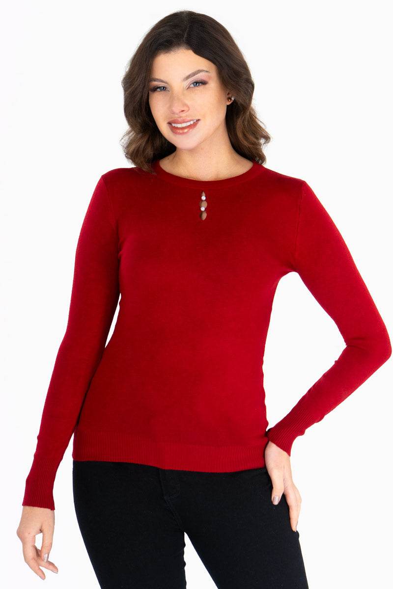 Suéter con abertura en cuello - Santory Ropa  (7467149885507)