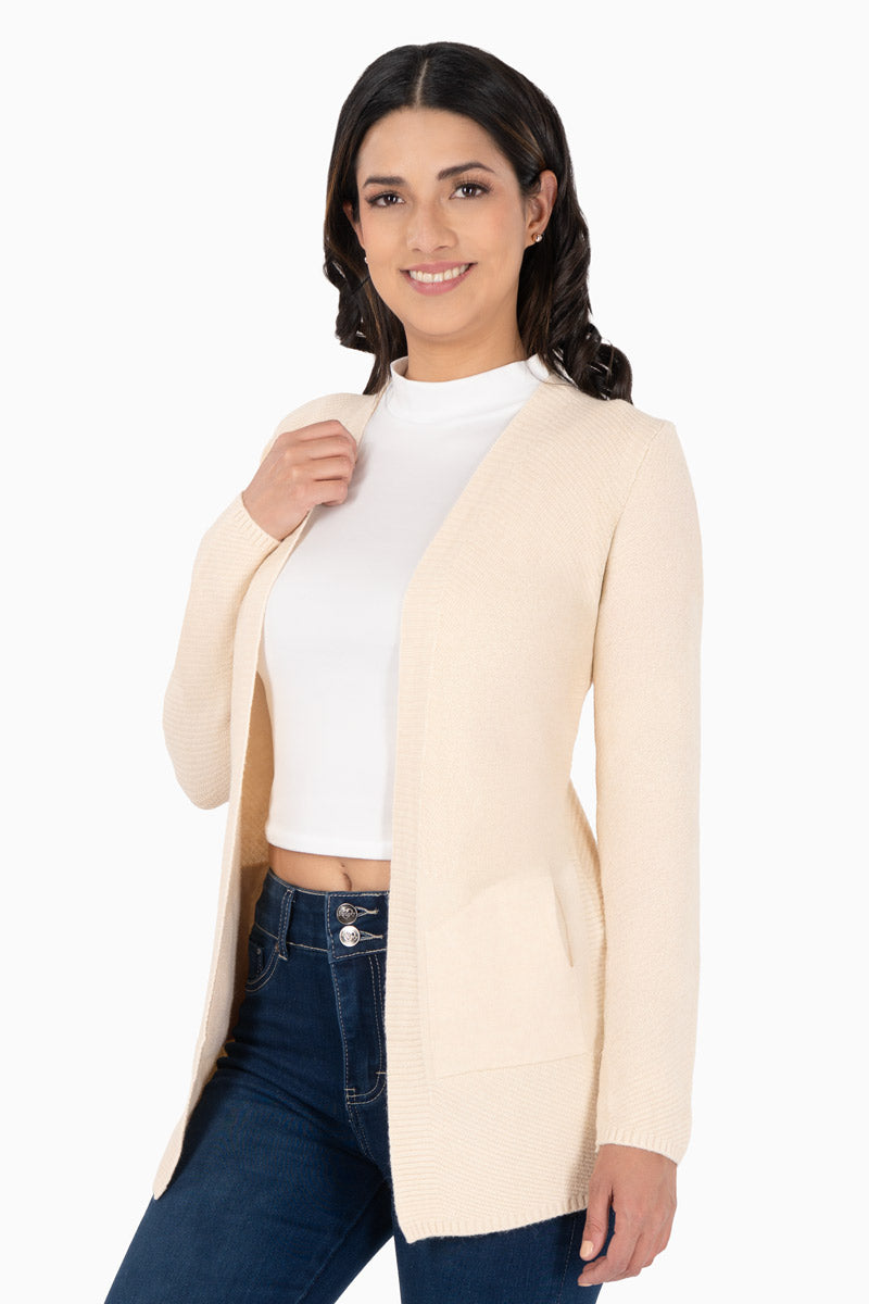 Suetér abierto largo con bolsas