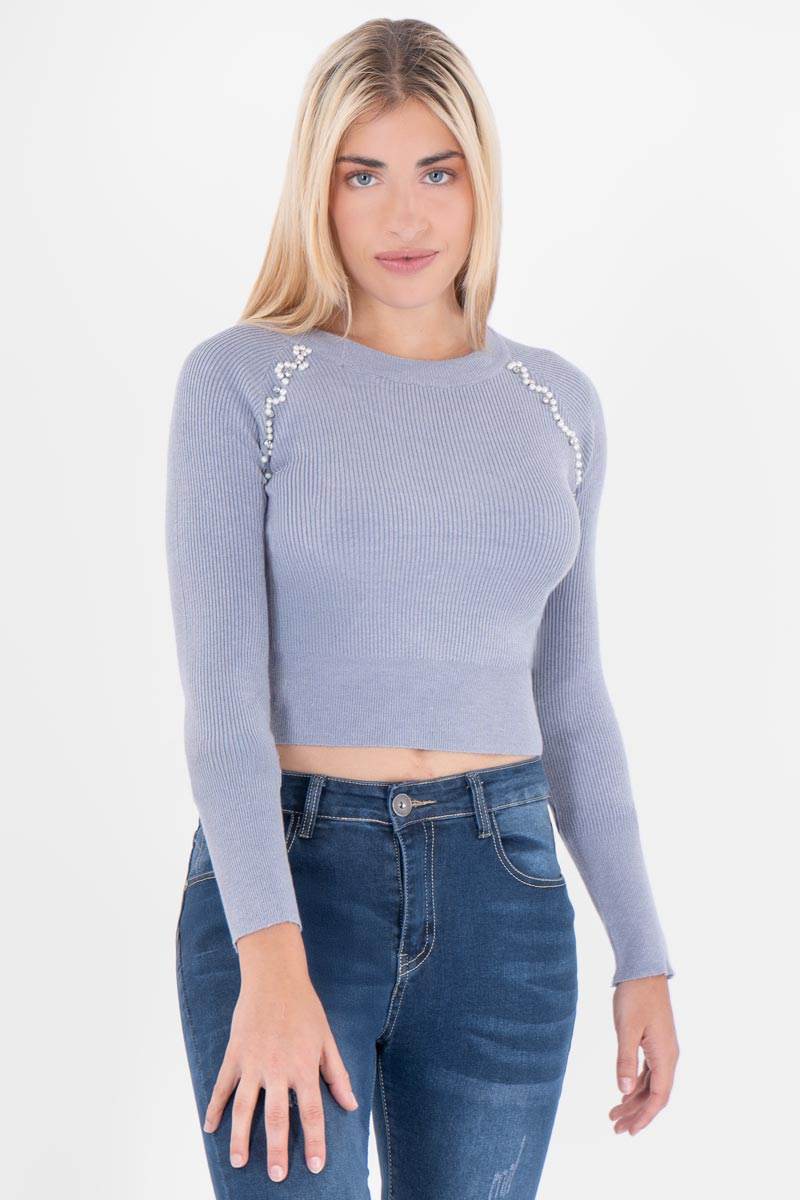 Suéter con perlas y piedritas - Santory Ropa  (7442219663427)