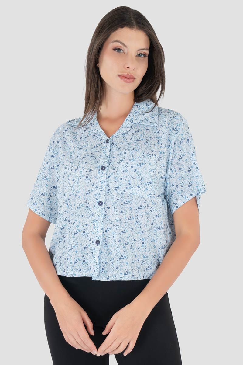 Camisa estampada manga corta con bolsa