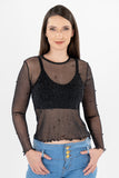 Blusa mesh manga larga