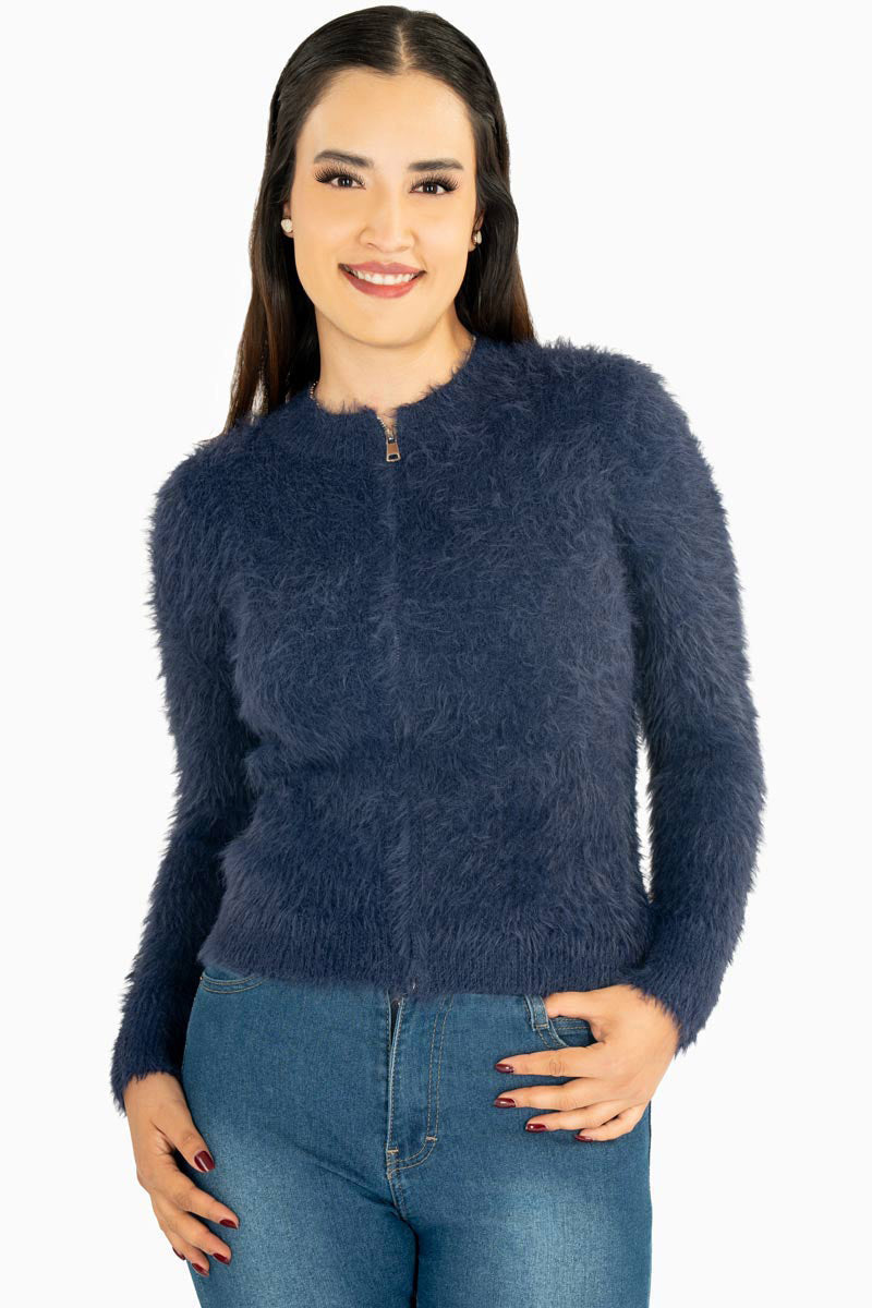 Suéter peluche con cierre