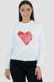 Suéter con estampado de corazón y cuello alto