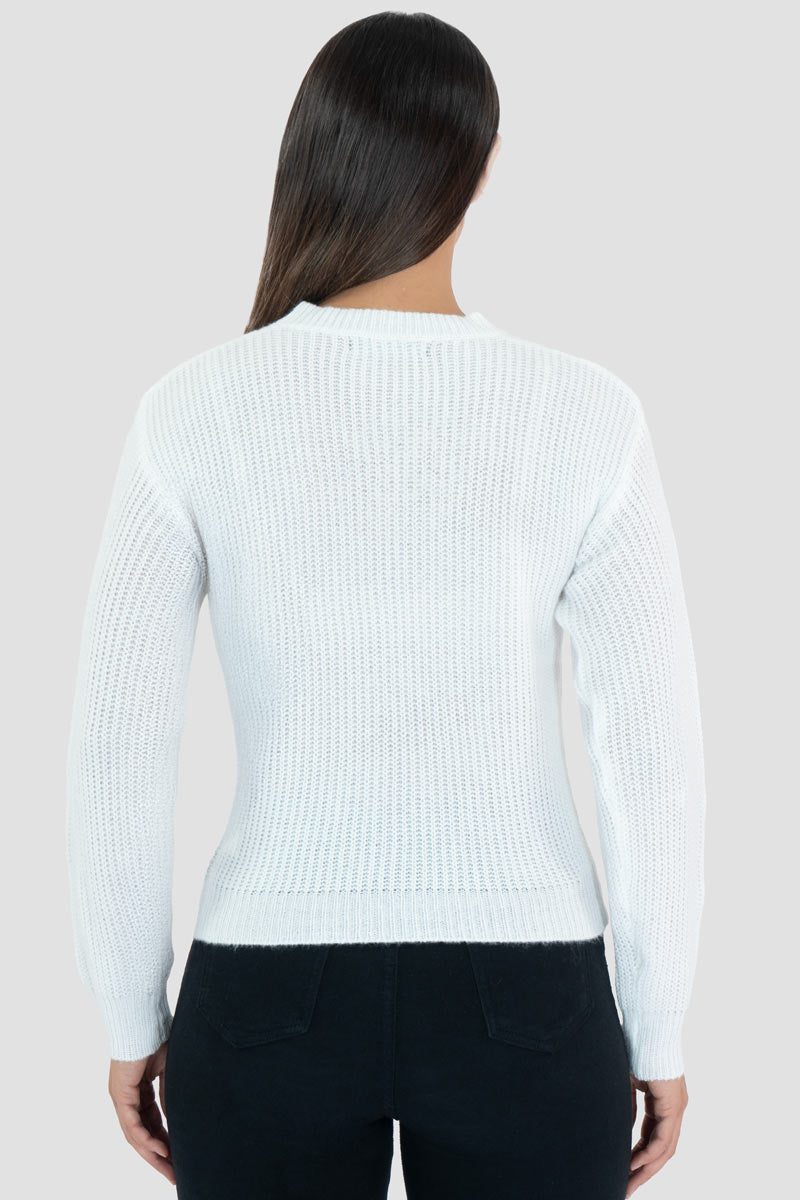 Suéter con estampado de corazón y cuello alto