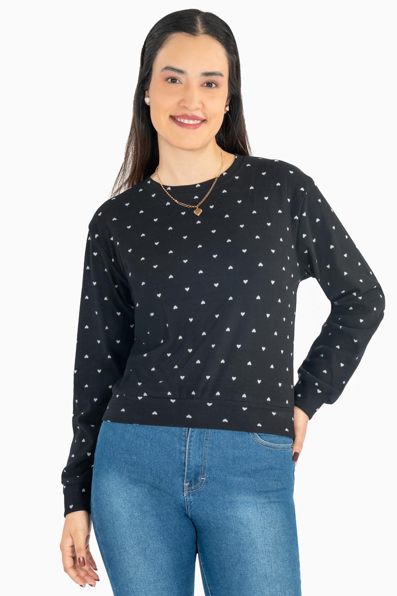 Sudadera estampada cuello redondo