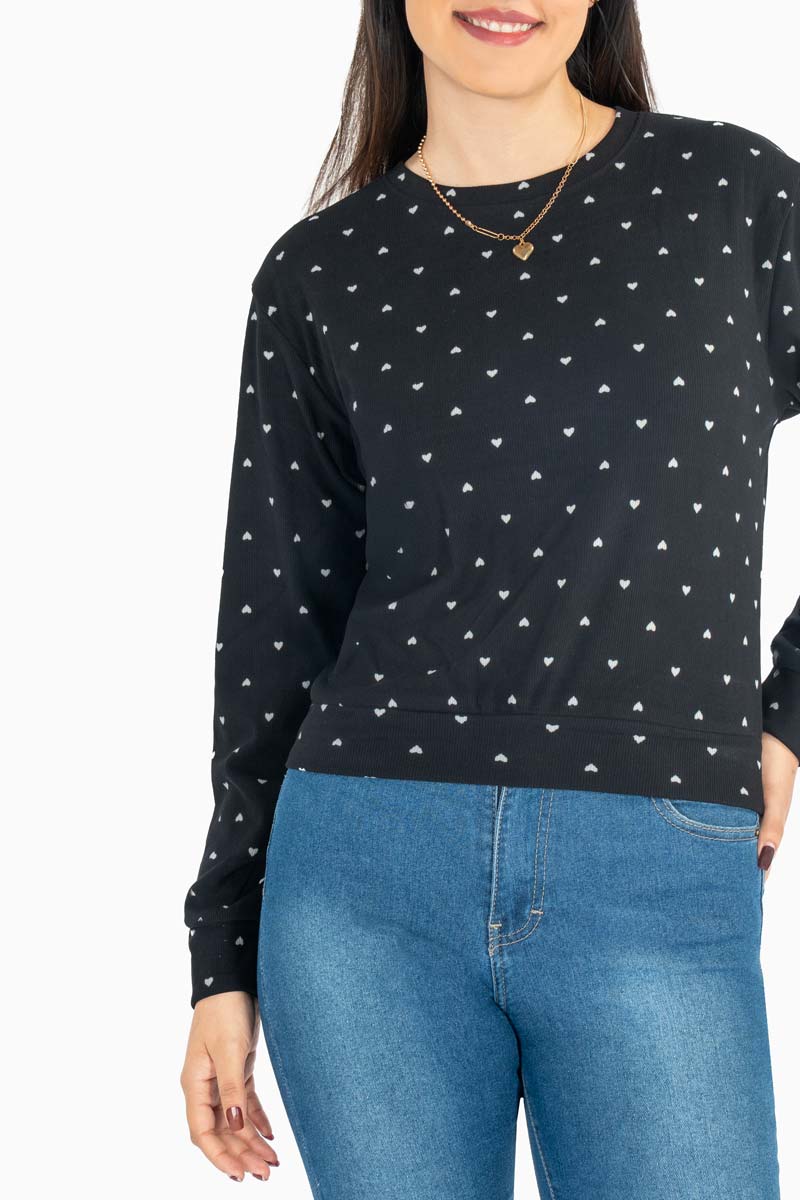 Sudadera estampada cuello redondo