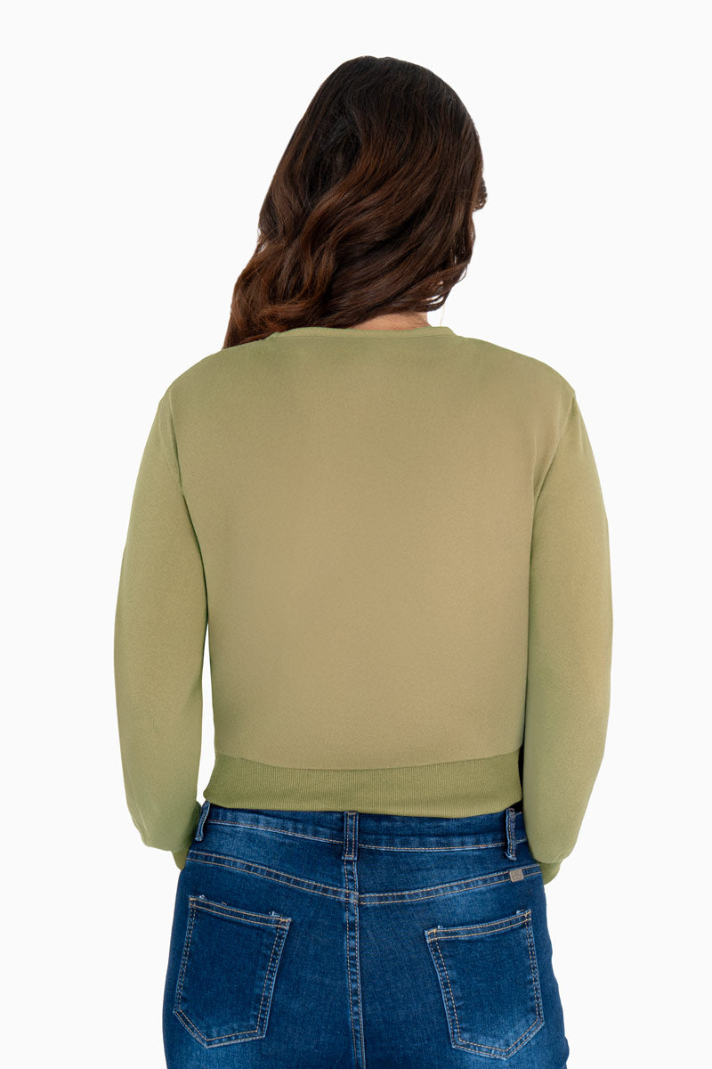 Sudadera estampada con pedrería y cuello redondo (7484325855299)