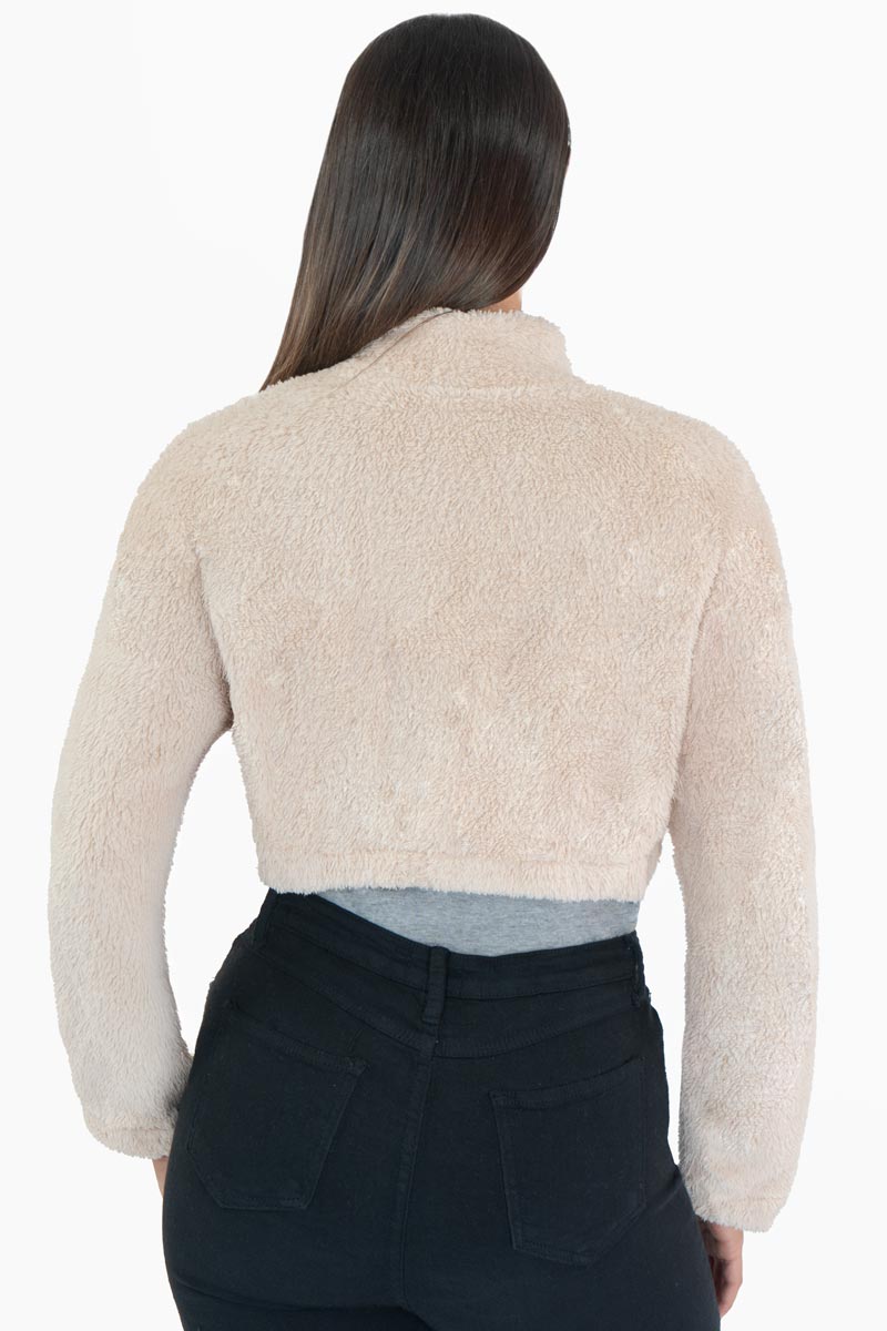 Sudadera de borrega cuello alto con cierre