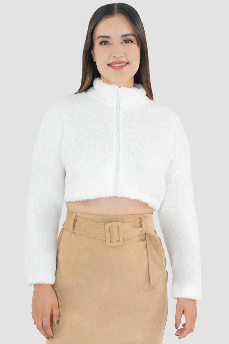 Sudadera de borrega cuello alto con cierre