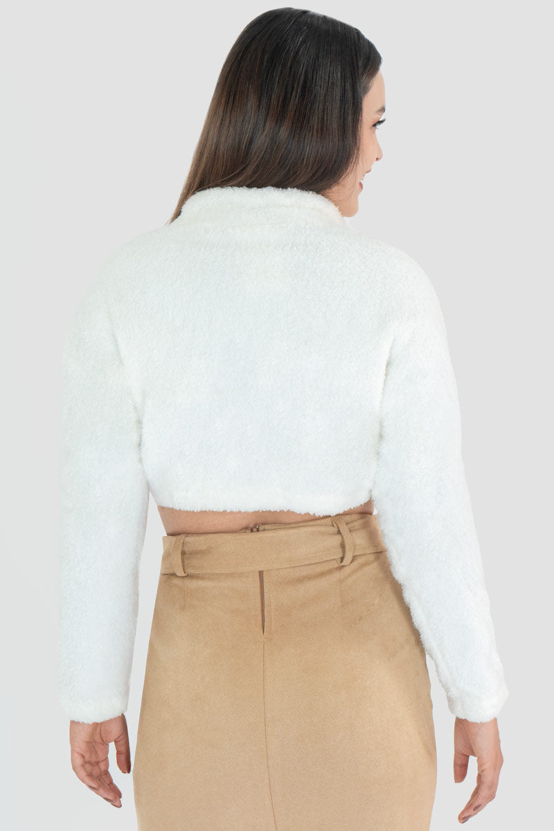 Sudadera de borrega cuello alto con cierre