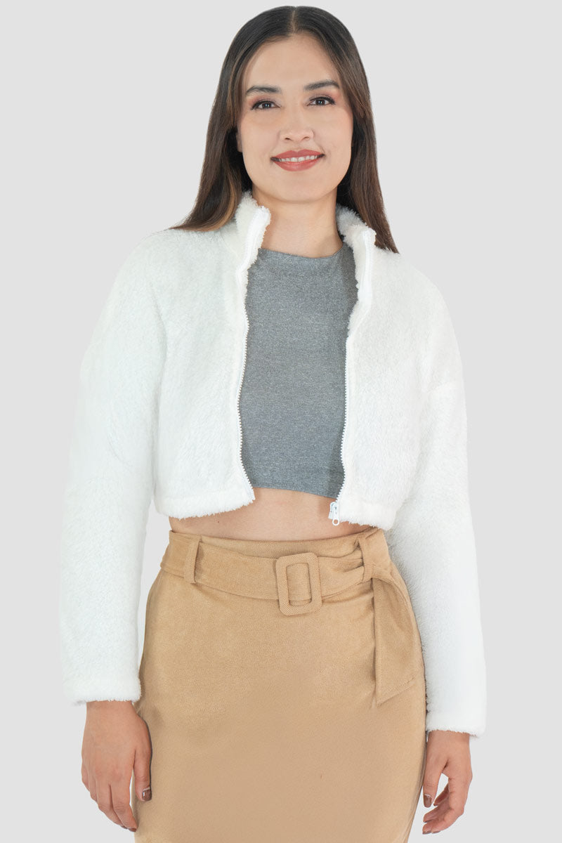 Sudadera de borrega cuello alto con cierre