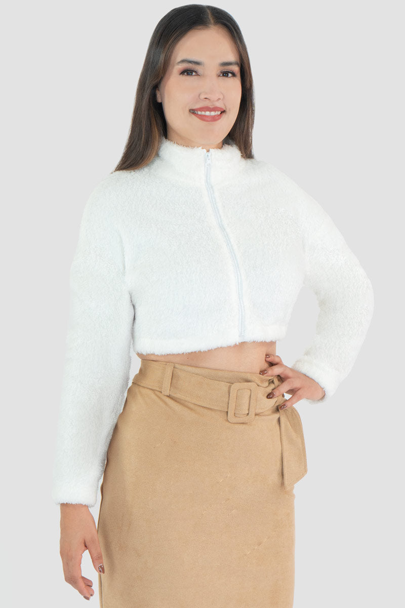 Sudadera de borrega cuello alto con cierre