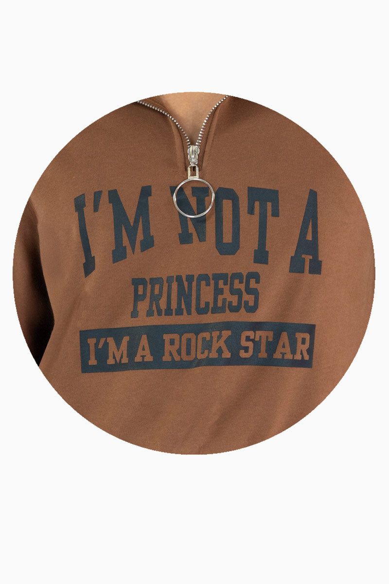 Sudadera con cierre y estampado en pecho